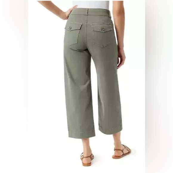 Gloria Vanderbilt Women's Wide Leg Cropped Pants, Green, 12 - Picture 2 of 11